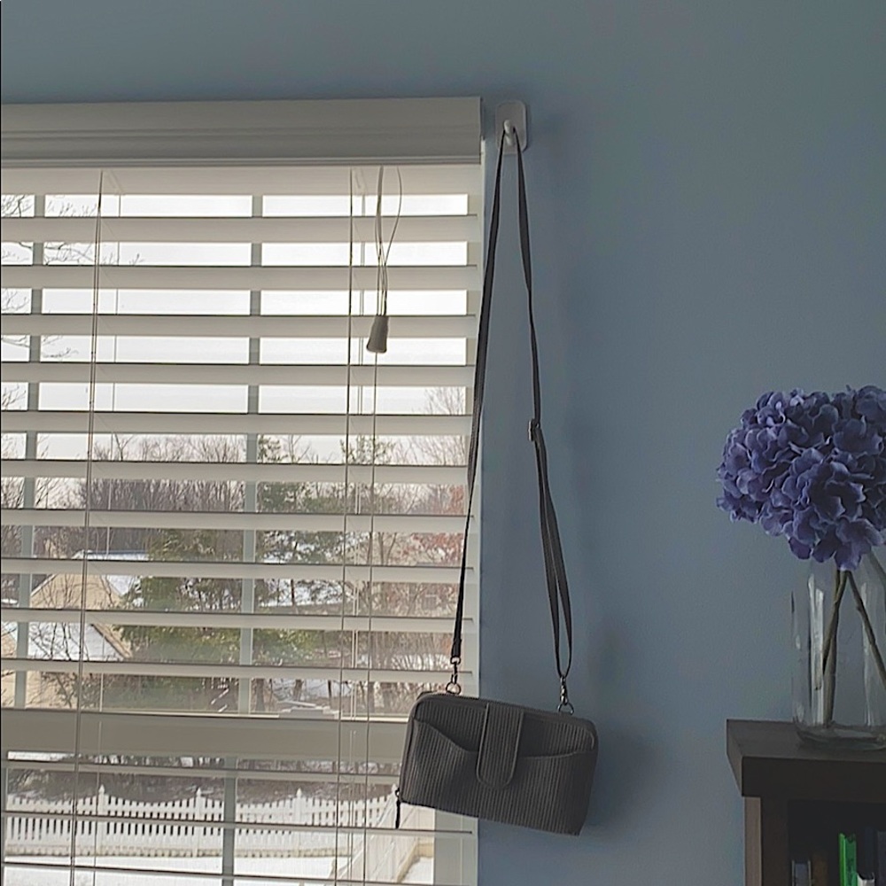Grey cross body purse